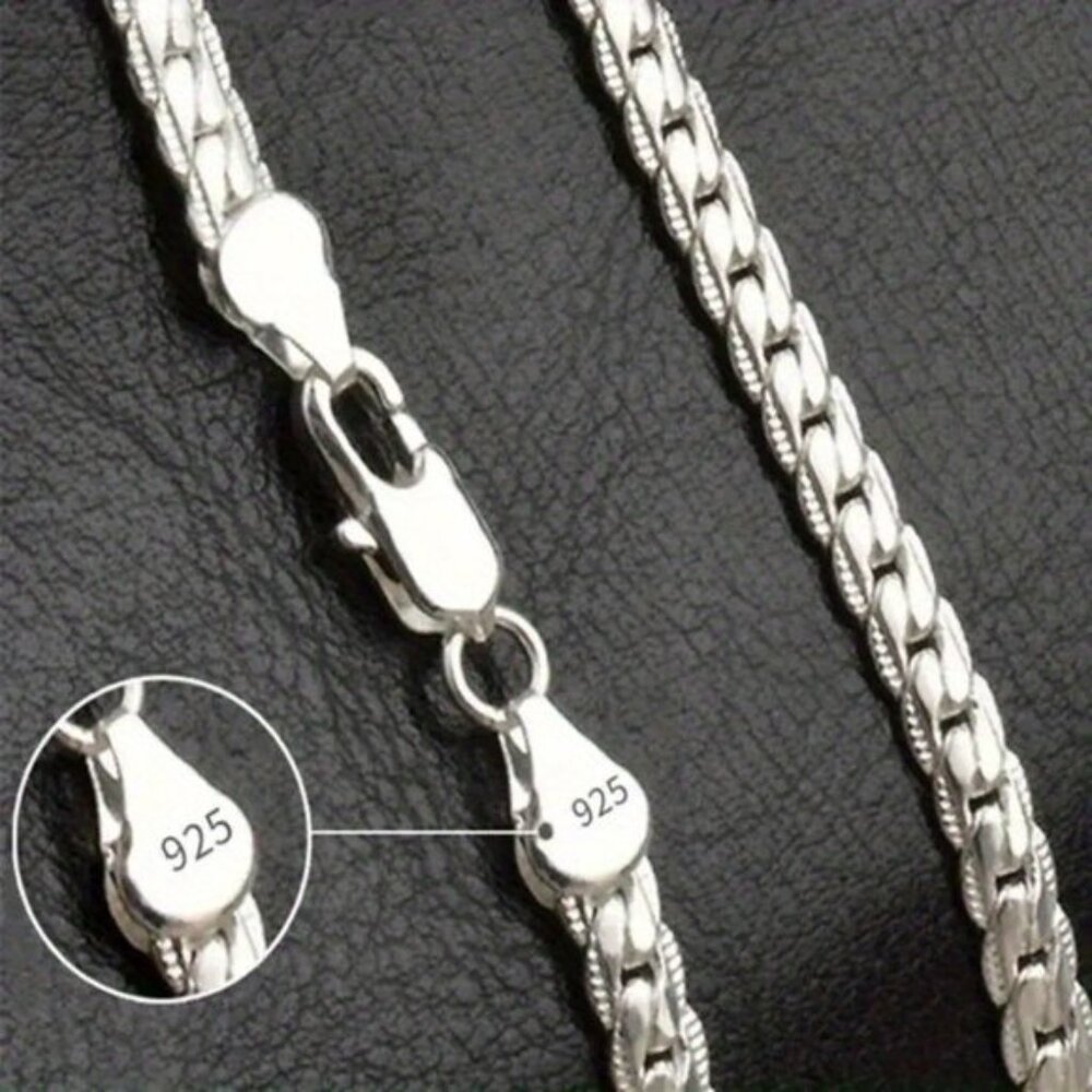 Elegant 925 Silver-Plated Adjustable Chain Necklace - Unisex - Picture 5 of 9